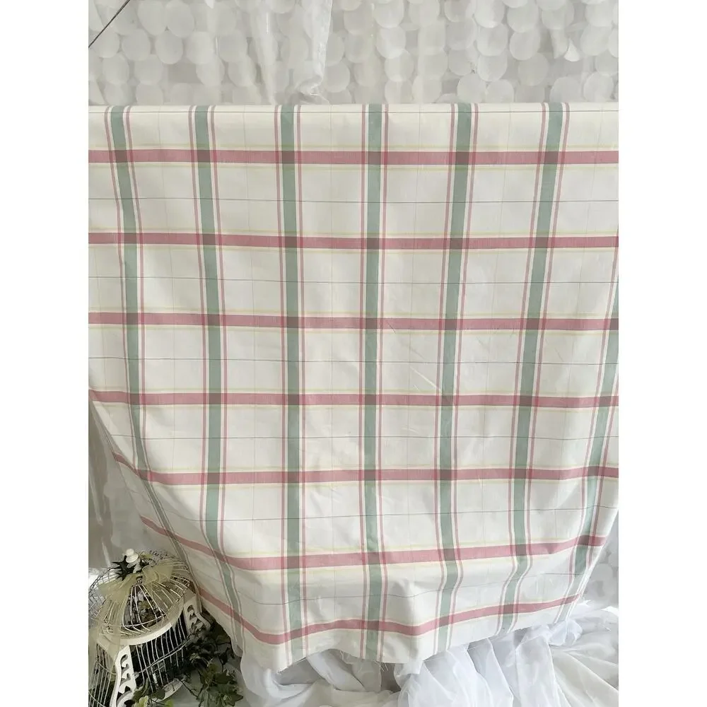 Vintage 90’s Pink Green Cream Yellow Plaid Fabric Cottage Country By The YARD